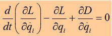 Euler Lagrange Equation with  Dissipation Function