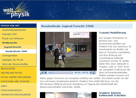 Bundesfinale Jugend forscht 2008 - welt der Physik