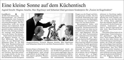 Eine kleine Sonne auf dem Küchentisch - Kernfusion - Jugend forscht